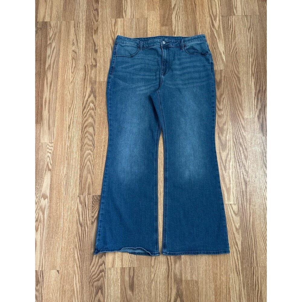 Old Navy women's high rise wow flare jeans light medium wash pockets stretch